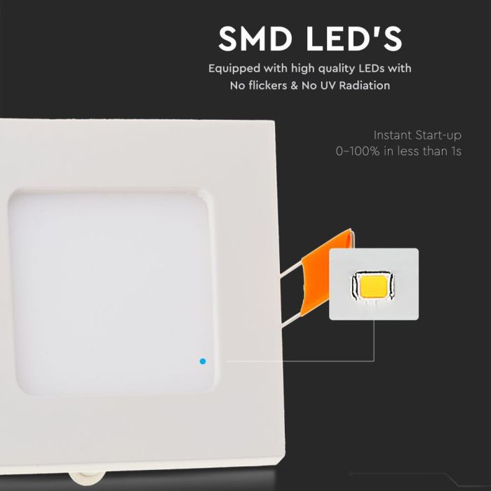 Mini panel LED cuadrado V-TAC - Serie Premium - IP20 - Blanco - 3W - 210 Lúmenes - 6400K-extra-1.webp