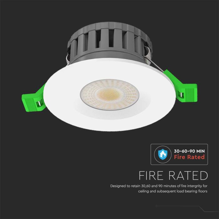 V-TAC LED Redondo Fire Rated Down Light - IP65 Impermeable - Cromo - 8W- 830 Lumens - 4IN1-extra-4.webp
