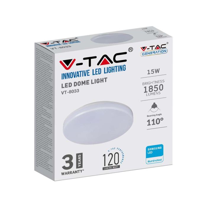 Plafón cuadrado LED  V-TAC - Samsung - sin recorte - 300mm - IP44 - Blanco - 25W - 2500 Lumens - 3000K-extra-5.webp