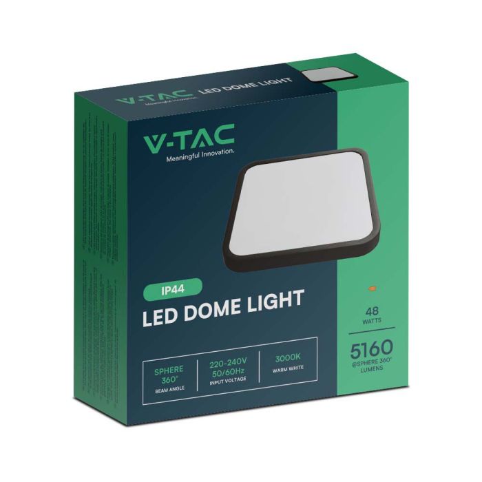 V-TAC LED Plafón cuadrado - IP44 - Negro - 48W- 5160 Lumens - 6500K-extra-7.webp
