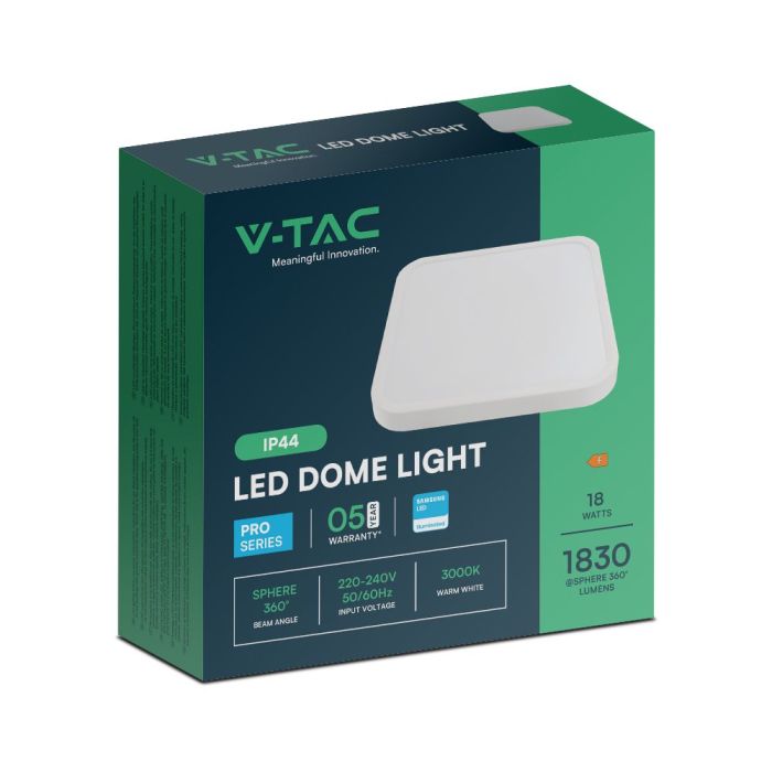 V-TAC LED Plafón cuadrado - Samsung - IP44 - Blanco - 18W- 1830 Lumens - 6500K-extra-7.webp