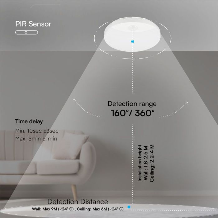 Aplique LED V-TAC - Sensor PIR - Samsung - IP44 - Blanco - 15W- 1300 Lumens - 3IN1-extra-8.webp