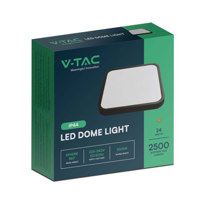 V-TAC LED Plafón cuadrado - IP44 - Negro - 24W - 2400 Lumens - 3000K - 295MM-extra-7.webp