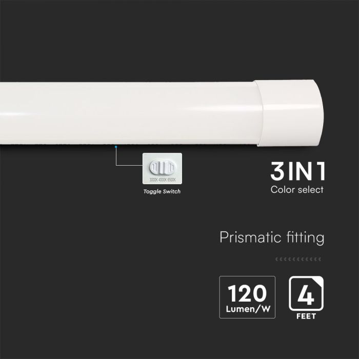 V-TAC Prismatic LED Pantalla estanca - 120lm/w - IP20 - White - Blanco - 40W- 4800 Lumens - 3IN1 - 120CM-extra-5.webp