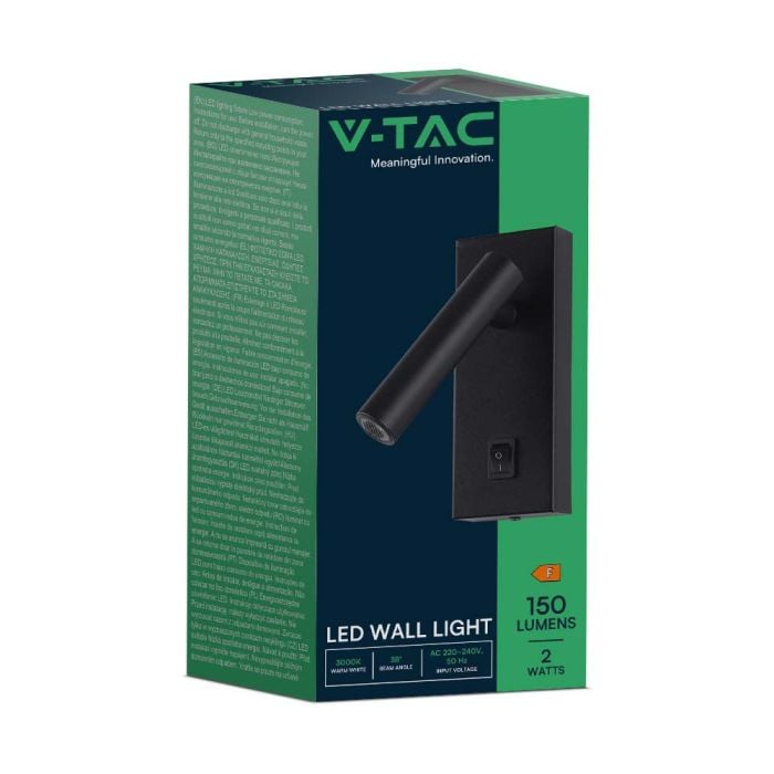 Aplique LED V-TAC - Cabezal Simple - IP20 - Cuerpo Negro - 2W - 150 Lumens - 3000K-extra-8.webp