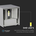 V-TAC LED Aplique Cuadrado - Bridgelux - IP65 Estanco - Gris - 6W - 660 Lumens - 4000K-extra-1.webp