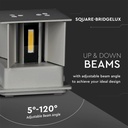 V-TAC LED Aplique Cuadrado - Bridgelux - IP65 Estanco - Gris - 6W - 660 Lumens - 4000K-extra-8.webp