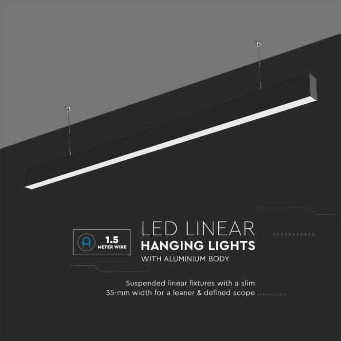 V-TAC Luminaria lineal LED colgante - Samsung - IP20 - Negro - 40W - 3270 Lumens - 4000K-extra-1.webp