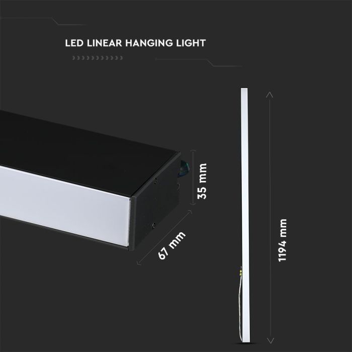 V-TAC Luminaria lineal LED colgante - Samsung - IP20 - Negro - 40W - 3270 Lumens - 4000K-extra-6.webp