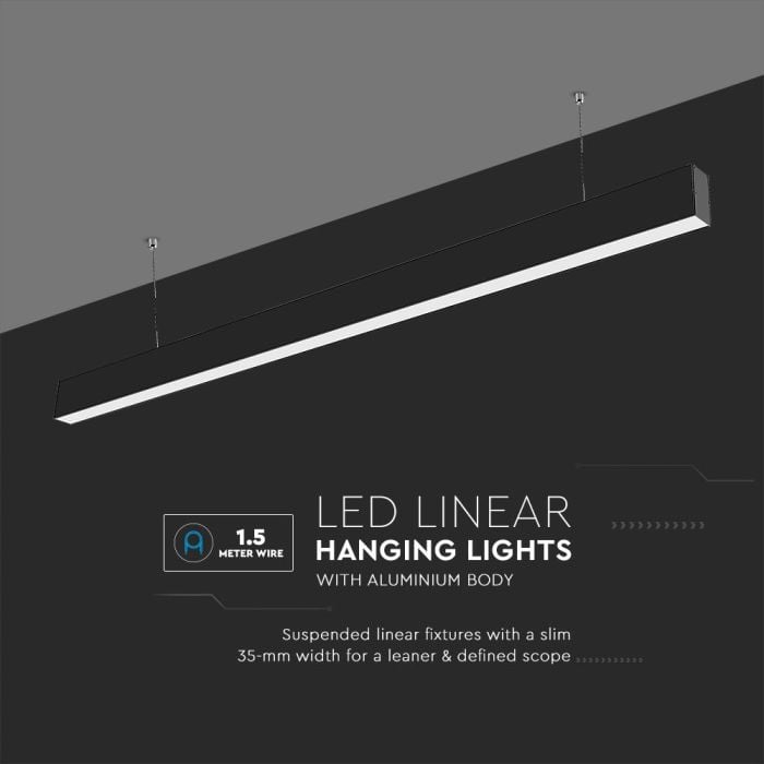 V-TAC Luminaria lineal LED colgante - Samsung - IP20 - Negro - 40W - 3270 Lumens - 6400K-extra-1.webp