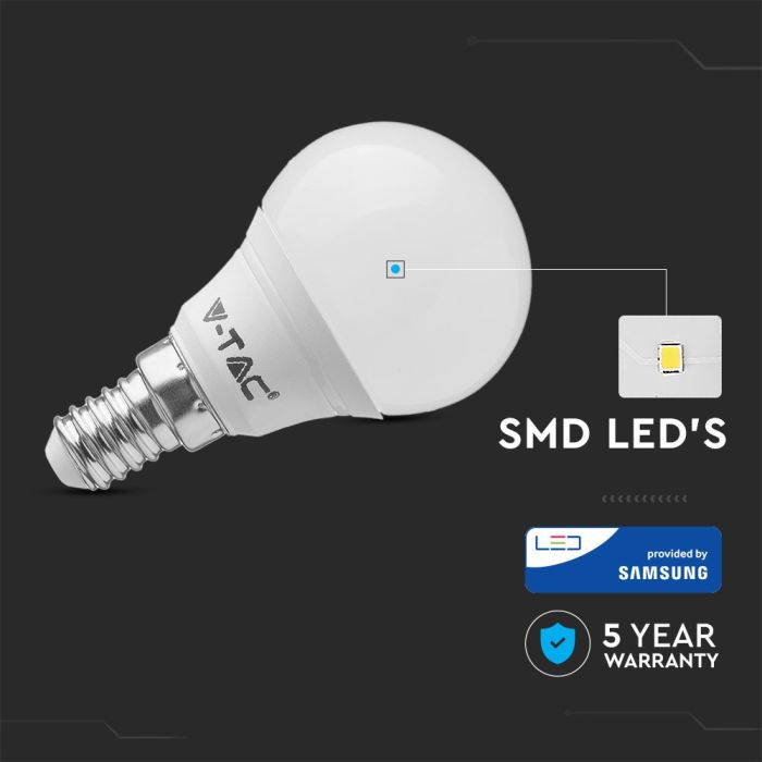 Bombilla LED V-TAC - Samsung - Golf - Soporte E14 - IP20 - Blanca - 7W - 600 Lúmenes - 3000K-extra-4.webp