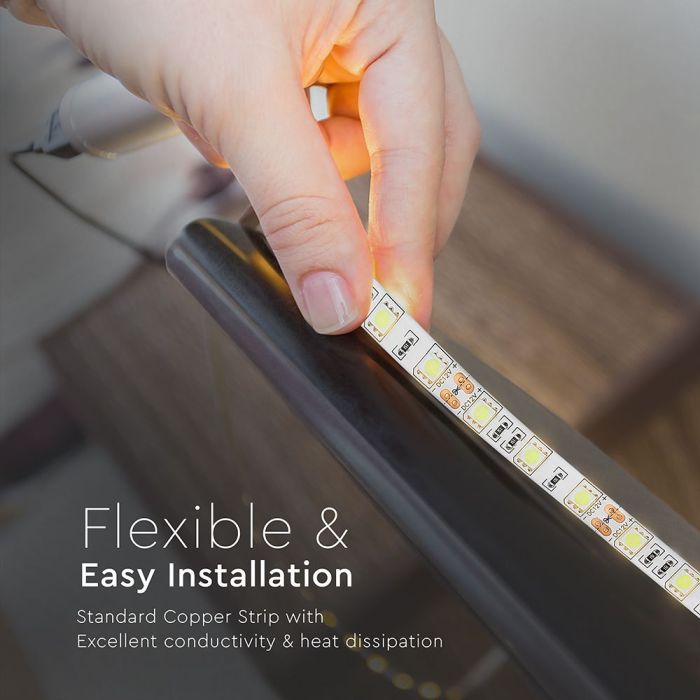 Tira de luz LED V-TAC - IP65 Impermeable - 3000K - Precio/1m (5m Rollo)-extra-6.webp