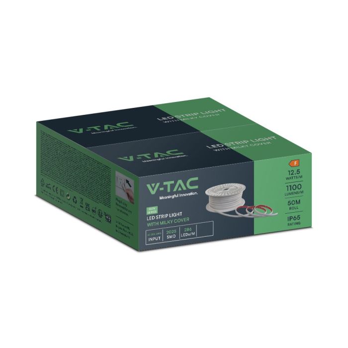Tira de luz LED V-TAC - 220V - IP65 Impermeable - 3000K - Rollo de 50m-extra-8.webp
