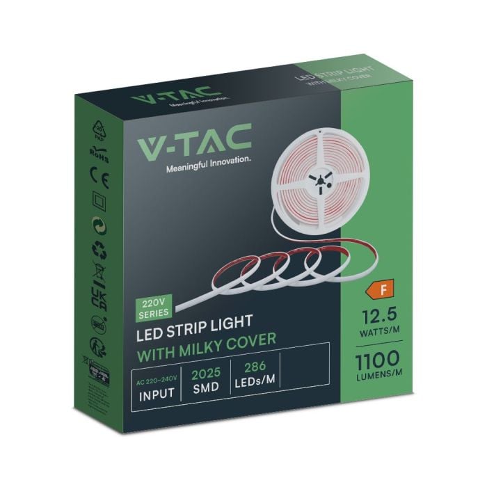 Tira de luz LED V-TAC - 220V - IP65 Impermeable - 6500K - 5m Rollo-extra-8.webp