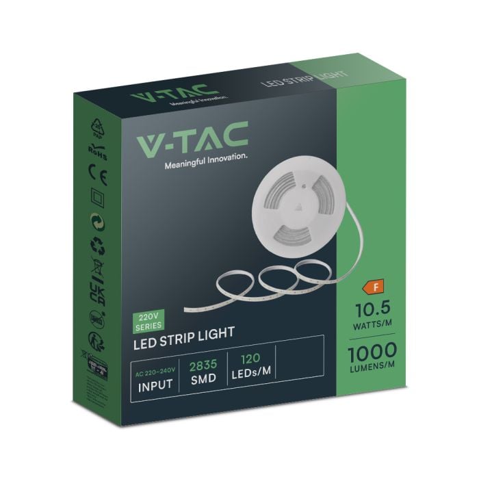 Tira de luz LED V-TAC - 220V - IP65 Impermeable - 4000K - Rollo de 10m-extra-9.webp