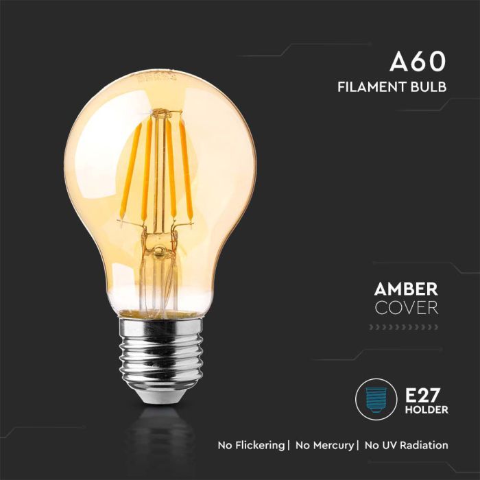 Bombilla LED V-TAC GLS -  Soporte E27 - IP20 - Ámbar - 12W - 1350 Lúmenes - 2200K - 2200K-extra-3.webp