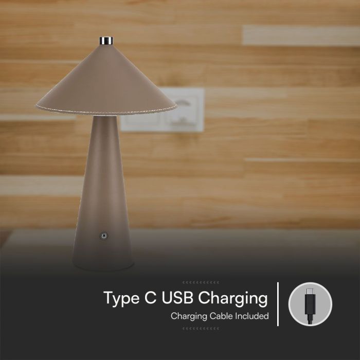 V-TAC Lámpara de Sobremesa Recargable - IP20 - Marrón - 3W - 240 Lumens - 3IN1-extra-6.webp