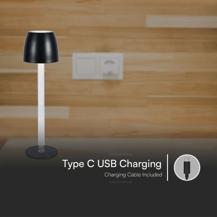 V-TAC Lámpara de Sobremesa Recargable - IP20 - Negra - 3W - 310 Lumens - 3000K-extra-7.webp