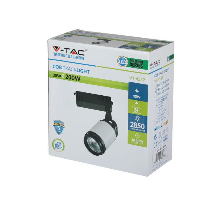 V-TAC LED Foco de carril - IP20 - Negro + Blanco - 35W- 2850 Lumens - 6000K-extra-8.webp
