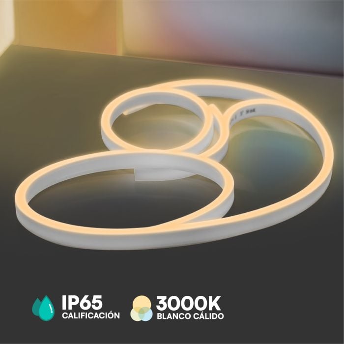 V-TAC Tira de Luz LED - Neon Flex - IP65 Impermeable - 8W- 320 Lumens - 3000K - Precio/1m (Rollo de 10m)