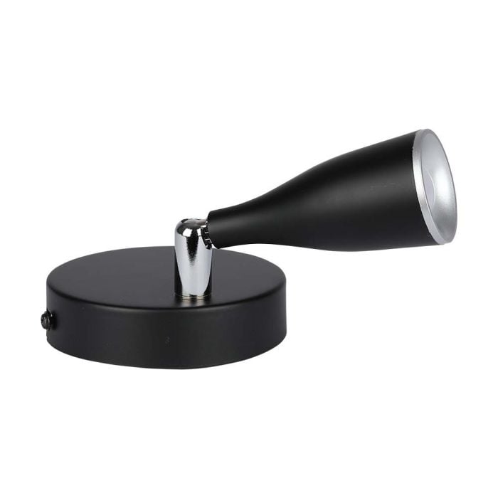 Aplique LED V-TAC - Cabezal Simple - IP20 - Negro - 4.5W - 420 Lumens - 3000K