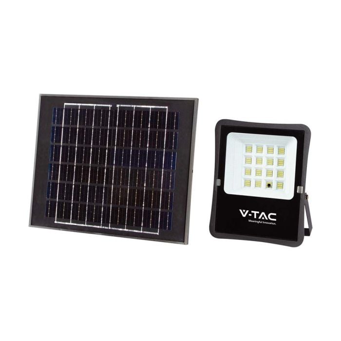 Proyector Solar V-TAC - IP65 Impermeable - Cuerpo Negro - 1600 Lumens - 6400K