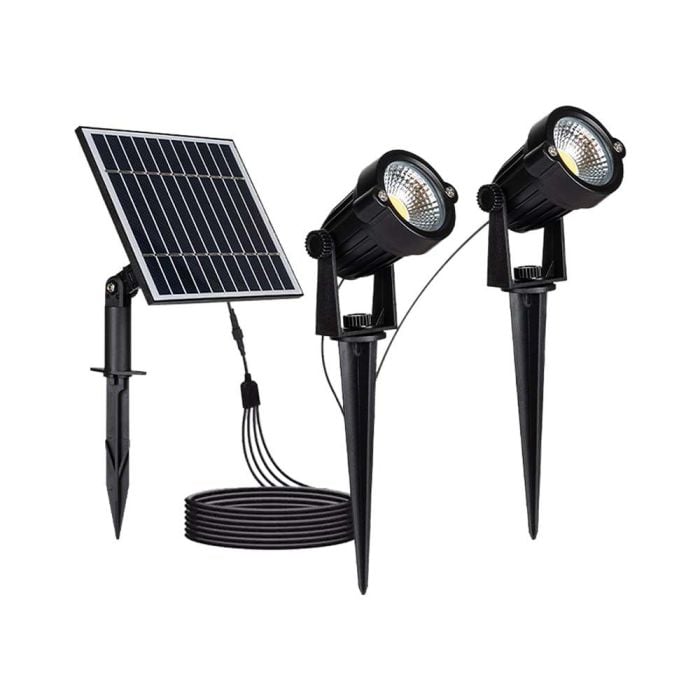 V-TAC Solar Pica de luz - IP65 Impermeable - Negro - 90x2 Lúmenes - 3000K