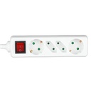 V-TAC Adaptadores y Tomas - 4 Vías - Interruptor Extensión Toma - IP20 - Blanco - 1.5m Cable