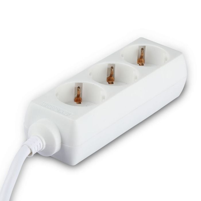 Adaptadores y tomas V-TAC - 3 vías - Alargadera - IP20 - Blanco - Cable de 1,5 m