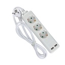 Adaptadores y tomas V-TAC - 3 vías - Toma de extensión USB - IP20 - Blanco - Cable de 1,5 m