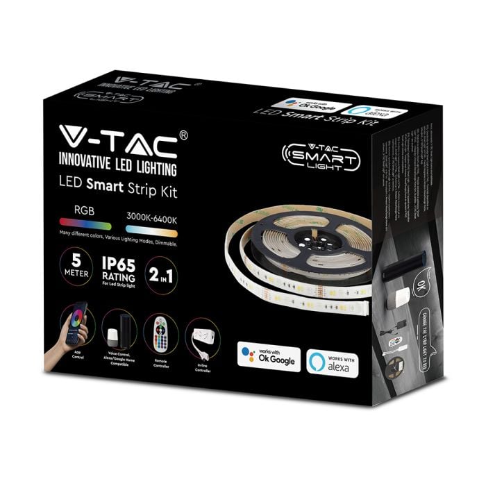V-TAC Tira de luz LED Kits - 5m - IP65 Impermeable - RGB + 3IN1