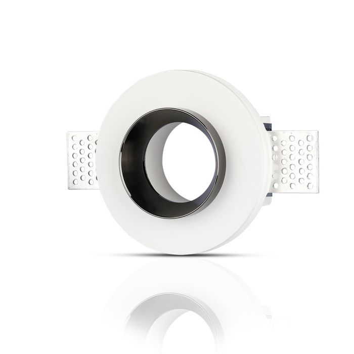 V-TAC LED  Aro de yeso redondo - Empotrable - GU10 - IP20 - Blanco + Cromo