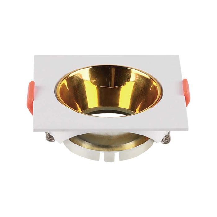 V-TAC Aro cuadrado LED - Empotrable - GU10 - IP20 - Blanco + Dorado