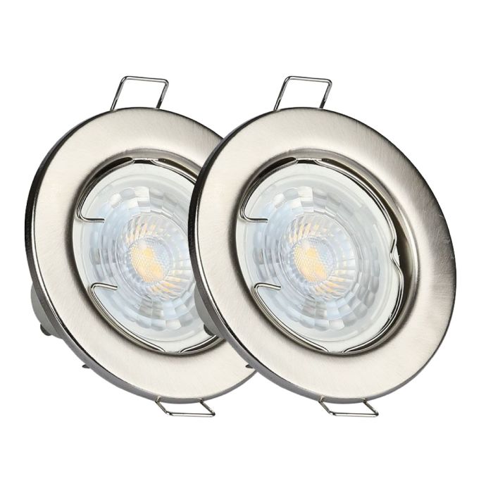 Aro redondo LED V-TAC - Empotrable - GU10 - IP20 - Níquel satinado  - Pack de 2
