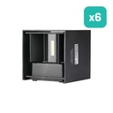 V-TAC Aplique LED Cuadrado - Bridgelux - IP65 Estanco - Negro - 5W - 700 Lumens - 3000K - Pack de 6