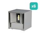 V-TAC Aplique LED Cuadrado - Bridgelux - IP65 Estanco - Gris - 5W - 700 Lumens - 3000K - Pack de 6