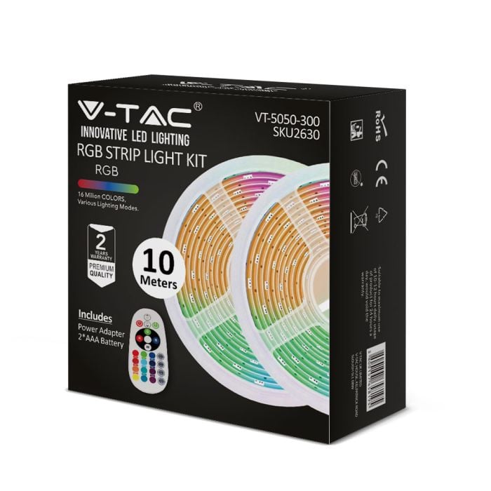 LED Tira de luz LED Kits - EU Plug - IP20 - RGB - 5m Roll