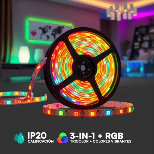[2895] Tira de luz LED V-TAC - IP20 - 3IN1+RGB - Precio/1m (5m Rollo)