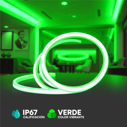 [23143] V-TAC LED COB Tira de Luz - IP67 Impermeable - Código de Color: Verde - Precio/1m (5m Rollo)