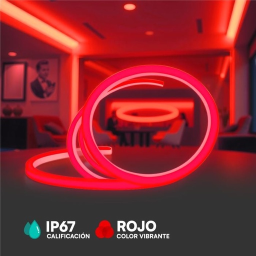 [23141] V-TAC LED COB Tira de Luz - IP67 Impermeable - Código de Color: Rojo - Precio/1m (5m Rollo)