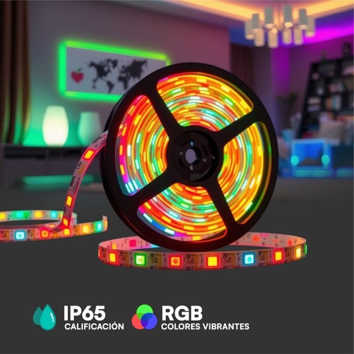 [212155] Tira de luz LED V-TAC - IP65 Impermeable - RGB - Precio/1m (5m Rollo)