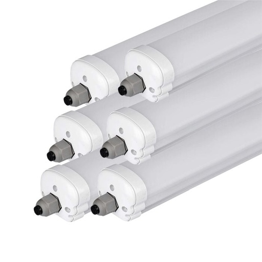 [216284] LED Batten Fitting - Serie G - IP65 Waterproof - White - 36W - 4320 Lumens - 6400K - 120CM - Pack de 6