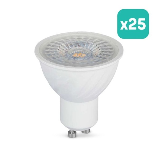 [211991] V-TAC LED Dimmable Spot Light - GU10 - Lente 110° - IP20 - Blanco - 6W - 445 Lumens - 4000K - Pack de 25