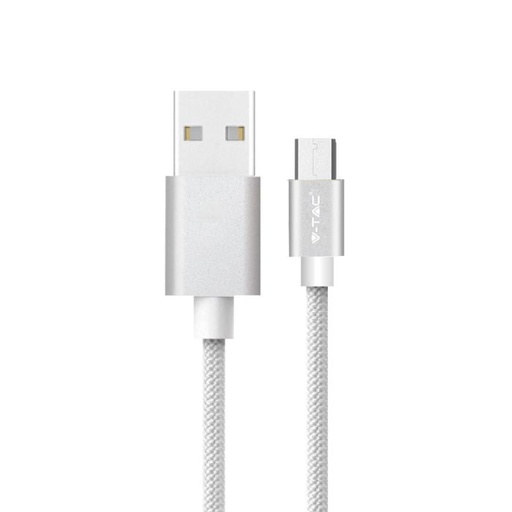 [8489] V-TAC Cable USB - Trenzado - Platinum Series - Plata - 1M