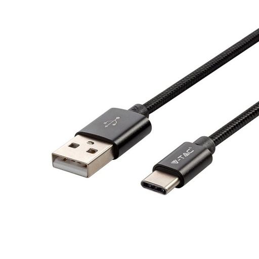 [8491] V-TAC Cable USB - Trenzado - Tipo C - Platinum Series - Negro - 1M