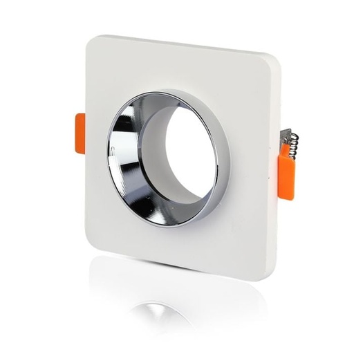 [3119] V-TAC LED Aro de yeso cuadrado - Empotrable - GU10 - IP20 - Blanco + Cromo