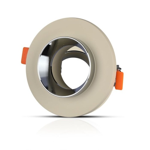 [3126] V-TAC LED Aro de yeso / hormigón redondo - Empotrable - GU10 - IP20 - Off White + Chrome